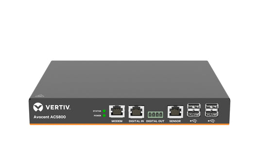 Vertiv Avocent 4-Port ACS800 Serial Console with analog modem, external AC/DC Power Brick - Jumper cord: Plug C14 to connector C13
