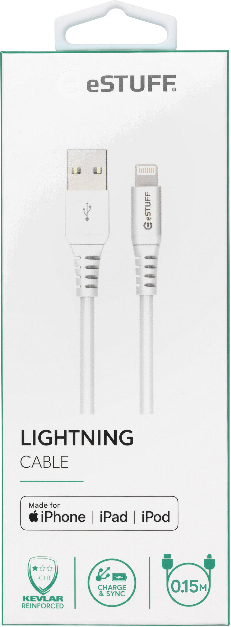 eSTUFF ES601004 lightning cable 0.15 m White