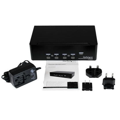 StarTech.com 4 Port Dual DVI USB KVM Switch with Audio & USB 2.0 Hub