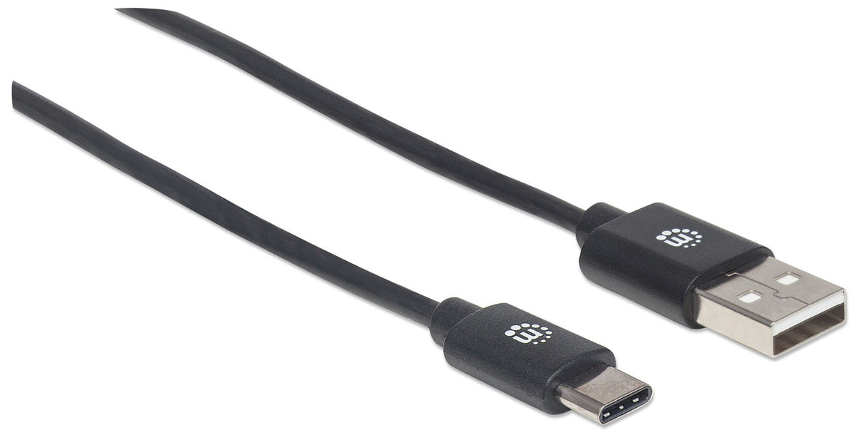 Manhattan USB-C to USB-A Cable, 3m, USB 2.0, 480 Mbps, Hi-Speed USB, Black, Lifetime Warranty