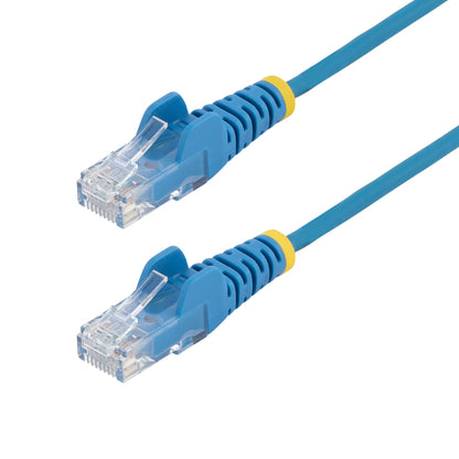 StarTech.com 25cm Blue Slim CAT6 Ethernet Cable, Snagless, 100W PoE, UTP, LSZH, 28AWG Pure Bare Copper Wire, Slim RJ45 Network Patch Cord w/Strain Reliefs, Individually Tested