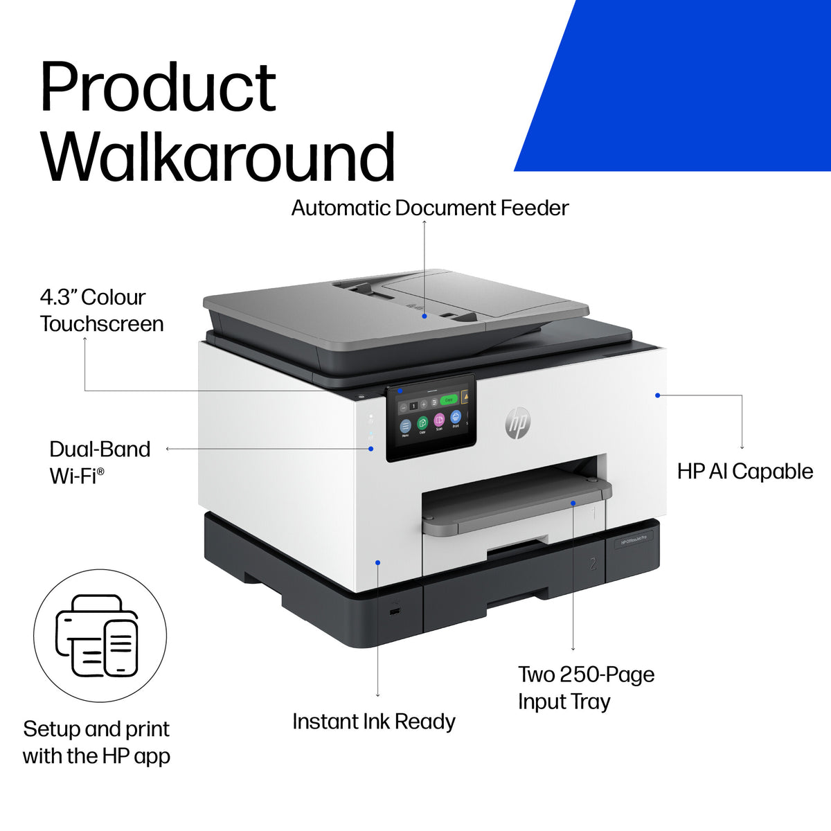 HP OfficeJet Pro 9132e Wireless All-in-One Color Printer, Instant Ink; Two-sided printing