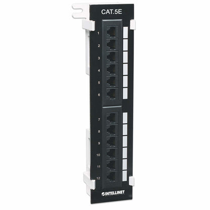 Intellinet Patch Panel, Cat5e, Wall-mount, UTP, 12-Port, Black