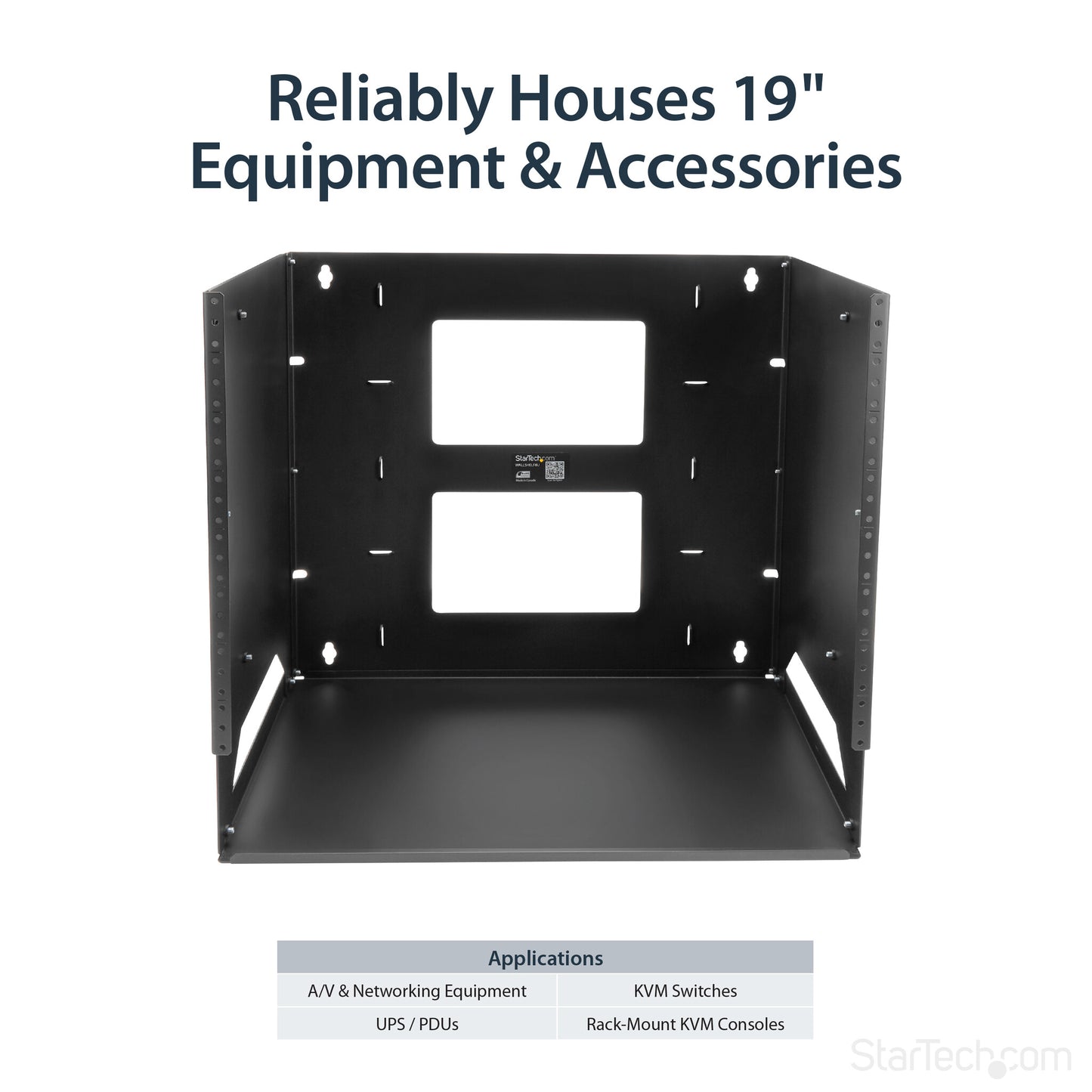 StarTech.com 2-Post 8U Open Frame Wall Mount Network Rack with Built-in Shelf, Wall Mount Data Rack with Adjustable Depth for AV / Computer / IT Equipment, Small Wall-Mount Server Rack - TAA Compliant