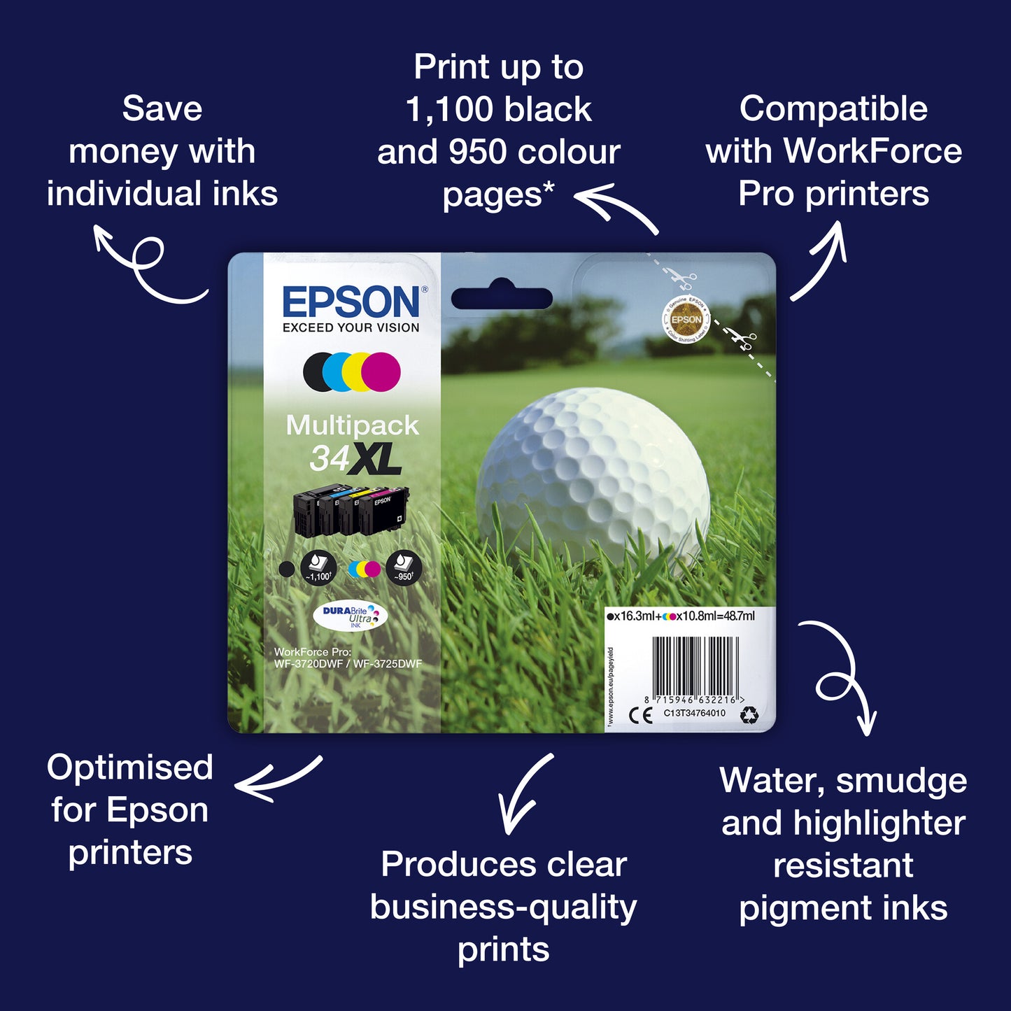 Epson Golf ball 34 DURABrite Ultra Single Black Ink