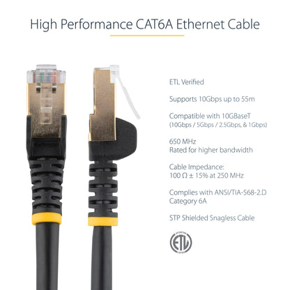 StarTech.com 7,5m CAT6a Ethernet Cable - 10 Gigabit Shielded Snagless RJ45 100W PoE Patch Cord - 10GbE STP Network Cable w/Strain Relief - Black Individually Tested/Wiring is UL Certified/TIA