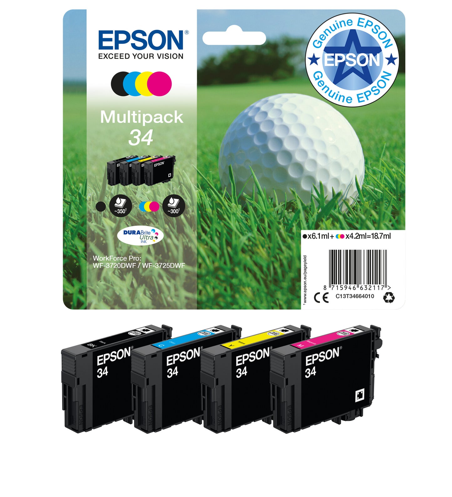 Epson Golf ball 34 DURABrite Ultra Multipack 4-colours Ink