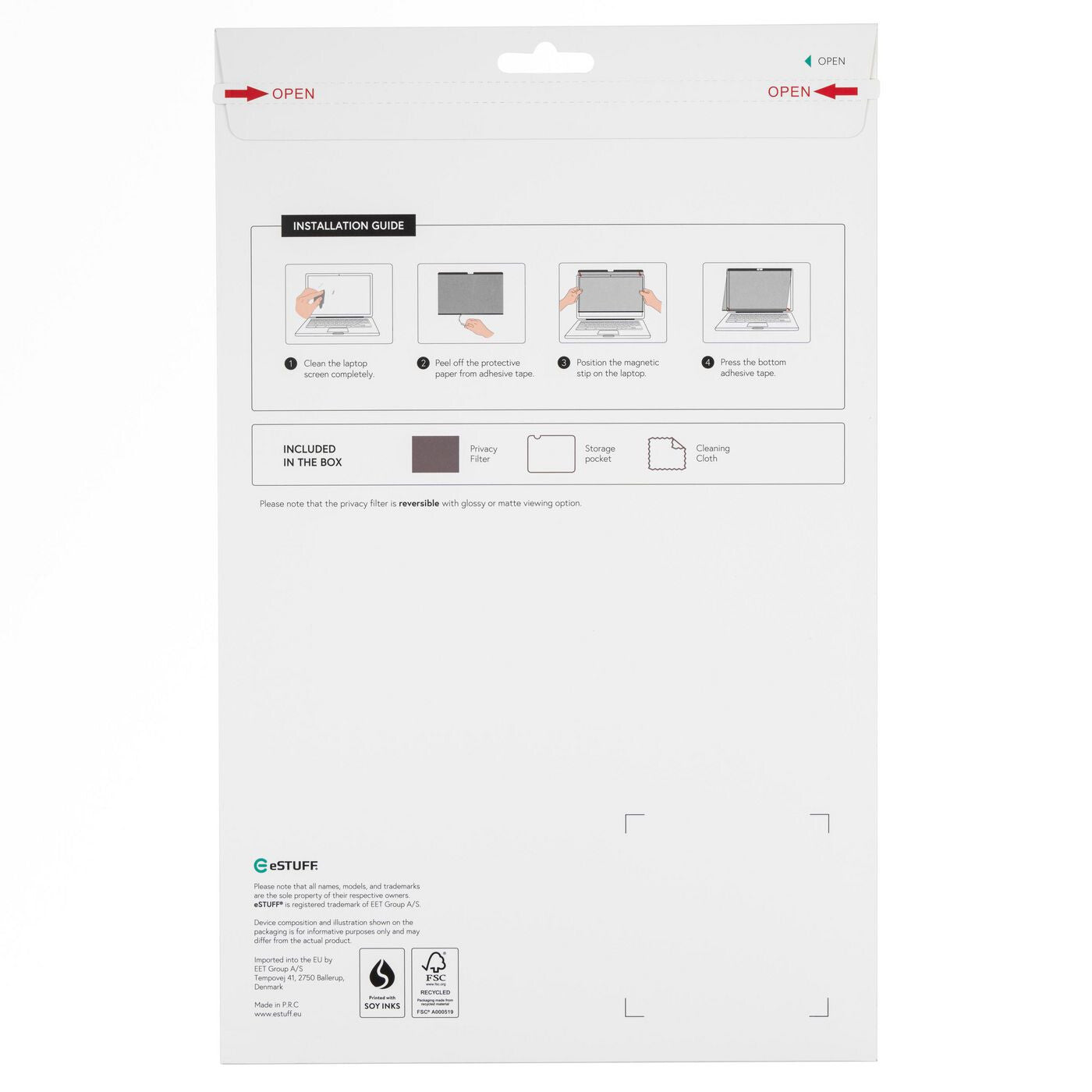 eSTUFF GLBMMB15-23 display privacy filter 38.9 cm (15.3") Laptop Frameless display privacy filter