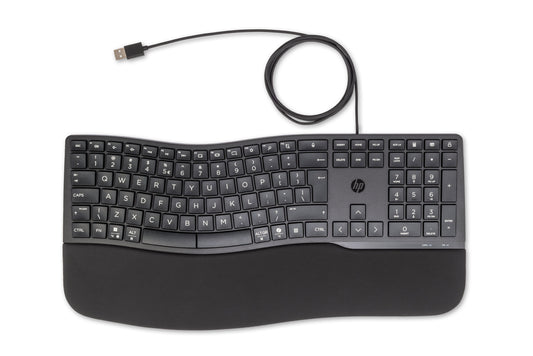 HP 480 Comfort Wired USB plunger-switch keyboard, QWERTY layout