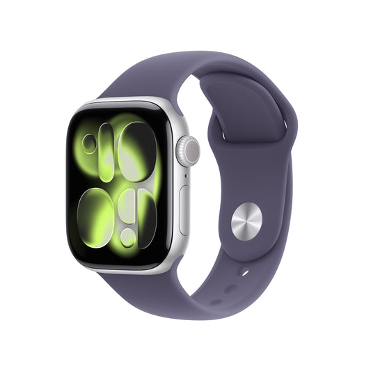 Apple Watch Series 11 GPS + Cellular 42mm Silver Aluminium Case with Purple Fog Sport Band - M/L