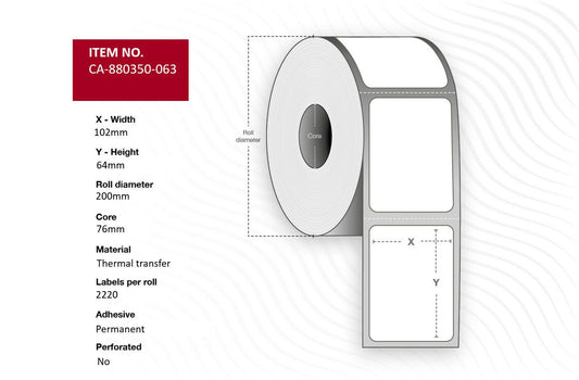 Capture CA-880350-063 printer label White