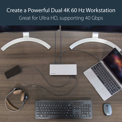 StarTech.com Thunderbolt 3 Dock - Dual Monitor 4K 60Hz TB3 Laptop Docking Station with DisplayPort - 85W Power Delivery Charging - 6-Port USB 3.0 Hub, SD 4.0, GbE, Audio - Windows & Mac