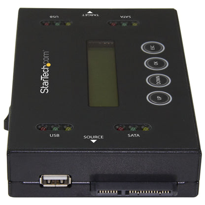StarTech.com 1:1 Standalone Hard Drive and USB Flash Disk Duplicator and Eraser, USB Thumb Drive and SATA HDD/SSD Disk Cloner and Eraser, Hardrive Copier/Sanitizer/Wiper, LCD display, TAA