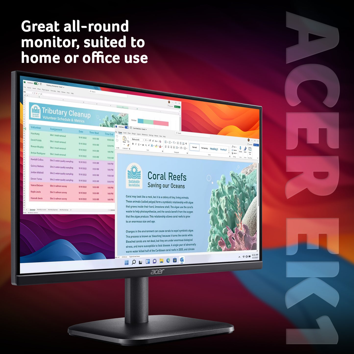 Acer EK1 EK221QJ0 - 21.5" IPS Full HD (1920x1080), 120Hz, 5ms, HDMI, VGA. Black