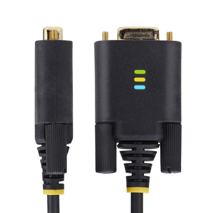 StarTech.com 3.3ft (1m) USB to Serial Adapter Cable, COM Retention, Interchangeable Screws/Nuts, USB-A to DB9 RS232, FTDI IC, ESD Protection, Windows/macOS/Linux