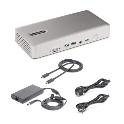 StarTech.com Universal USB4 & Thunderbolt 4 Docking Station, Quad Display on Windows, Dual Display on MacBook, HDMI DP Dock with 100W Laptop Charging