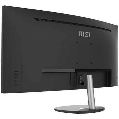 MSI Pro MP341CQ 34 Inch Curved Monitor, 1500R, UWQHD (3440 x 1440), 21:9, 100Hz, VA, 4ms, HDMI, VGA, Built-in Speakers, Anti-Glare, Anti-Flicker, Less Blue light, TÜV Certified, VESA, Kensington, Black
