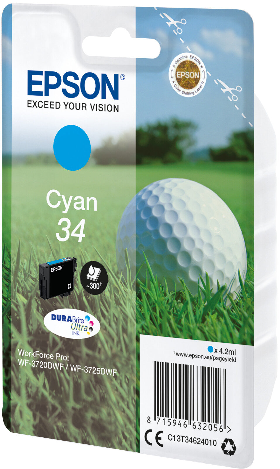 Epson Golf ball Singlepack Cyan 34 DURABrite Ultra Ink