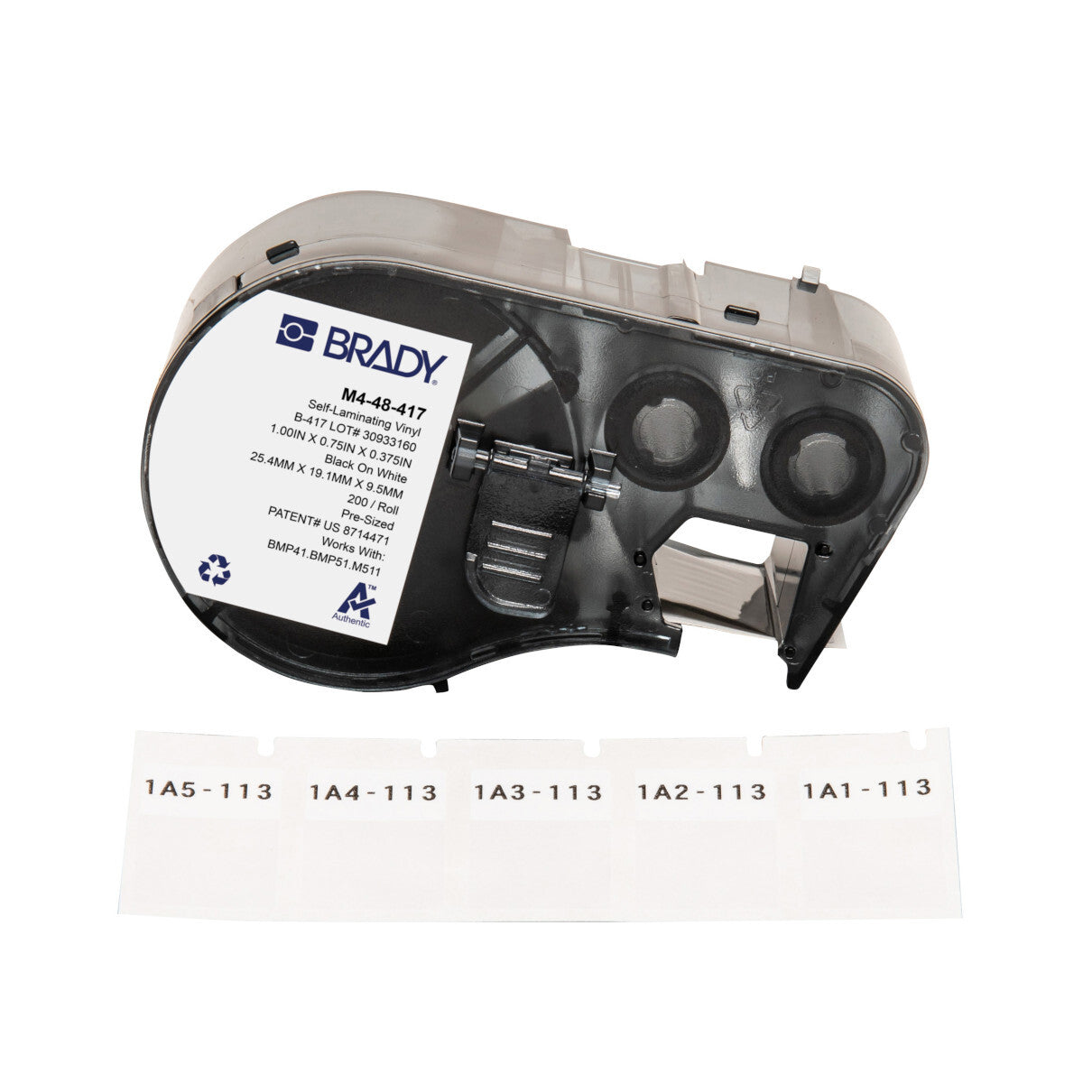 Brady M4-48-417 printer label Black, White Self-adhesive printer label