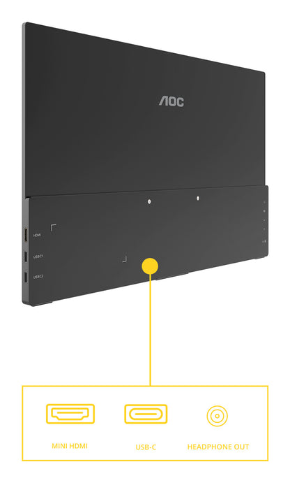 AOC 16T20E2 portable TV/monitor Portable monitor Black 39.6 cm (15.6") LED 1920 x 1080 pixels