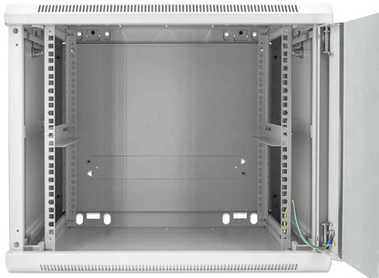 Intellinet 19" Network Cabinet - Wall Mount (Standard), 9U, 600mm Deep, Grey, Assembled, Max 60kg, Suitable also for use on desk or floor, Usable Depth 500mm, Metal & Glass Door, Back Panel, Removeable Sides, Parts for wall install (eg screws/rawl plugs)