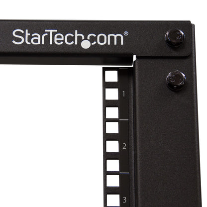 StarTech.com 4-Post 12U Mobile Open Frame Server Rack, Four Post 19" Network Rack with Wheels, Rolling Rack with Adjustable Depth for Computer/AV/Data/IT Equipment - Casters, Leveling Feet or Floor Mounting