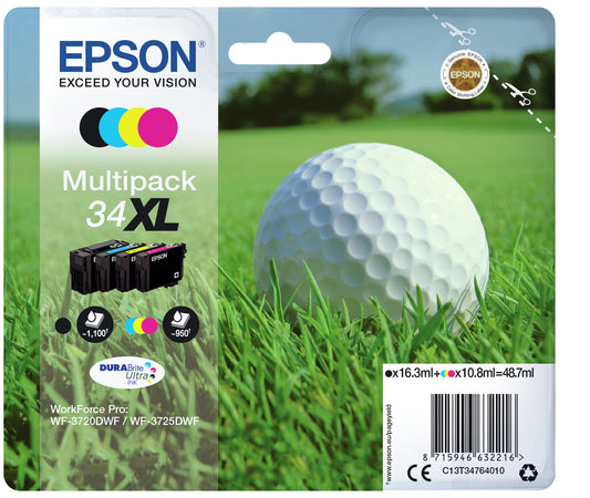 Epson Golf ball 34XL DURABrite Ultra Multipack 4-colours ink cartridge, black, cyan, magenta and yellow