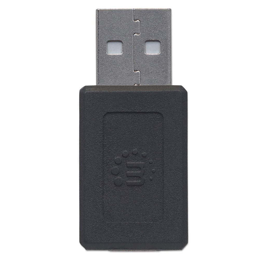 Manhattan USB-C to USB-A Adapter, Female to Male, 480 Mbps (USB 2.0), Hi-Speed USB, Black, Lifetime Warranty