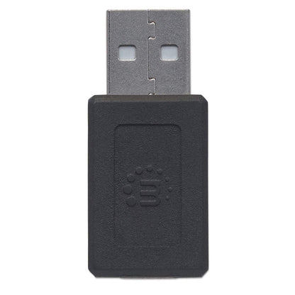 Manhattan USB-C to USB-A Adapter, Female to Male, 480 Mbps (USB 2.0), Hi-Speed USB, Black, Lifetime Warranty