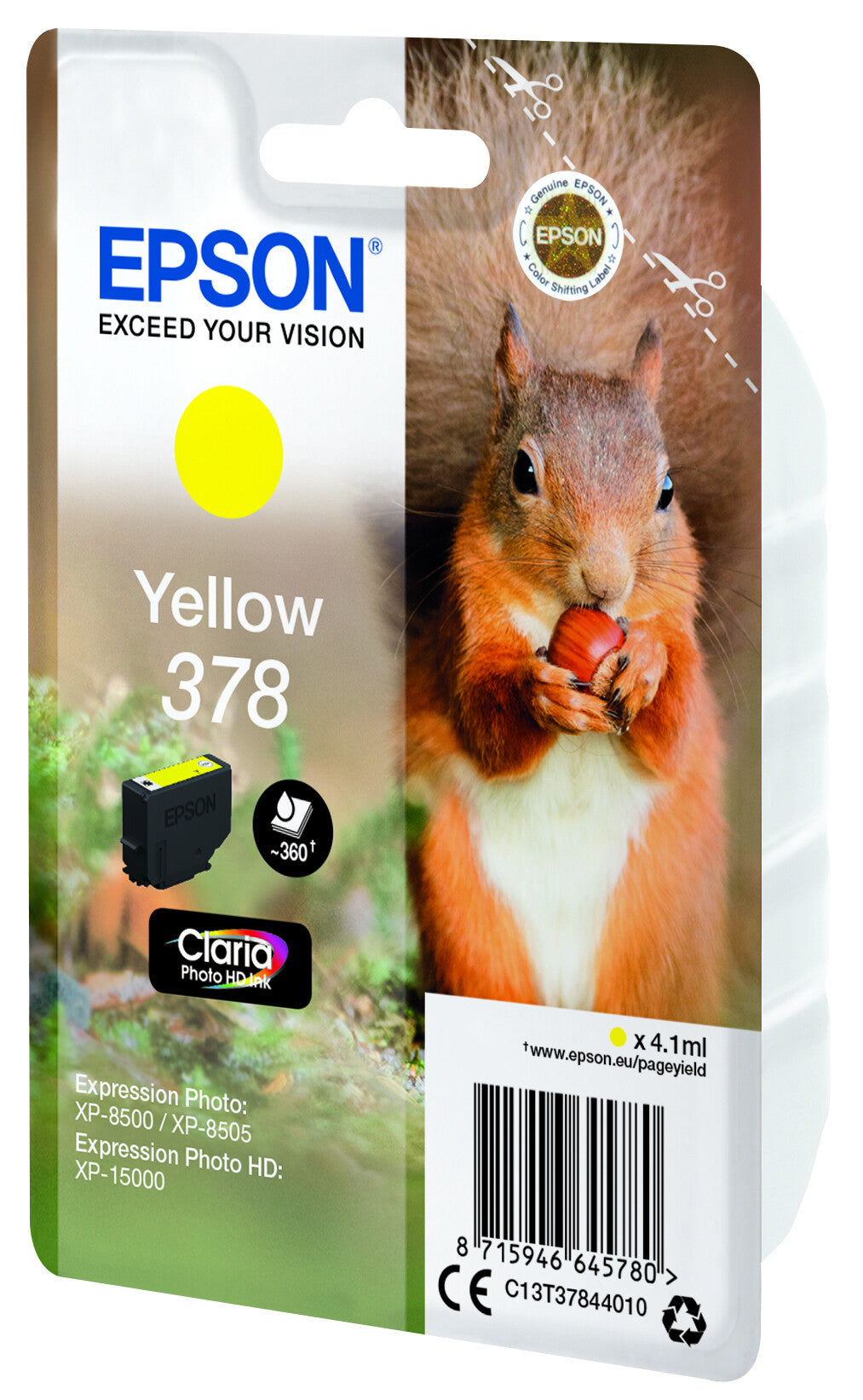 Epson Squirrel Singlepack Yellow 378 Claria Photo HD Ink