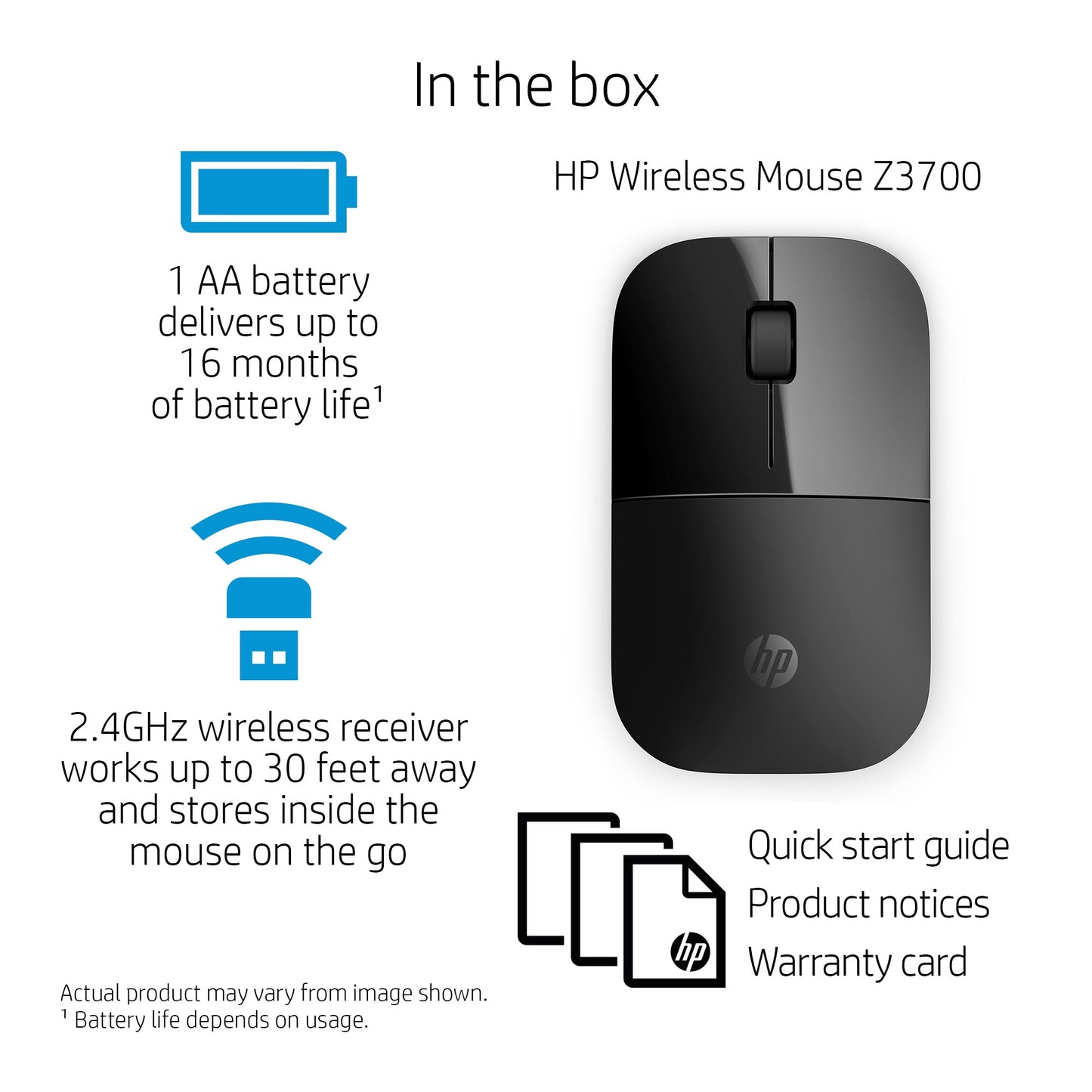 HP Z3700 Black Wireless Mouse