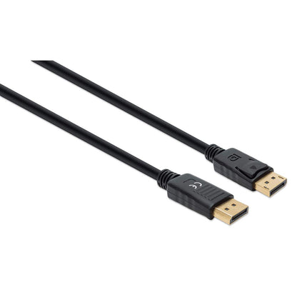 Manhattan DisplayPort 1.4 Cable, 8K@60hz, 3m, Suitable for ALL 8K, 4K & 1080p/HD uses - when upgrading now or have it ready for when you need it, PVC Cable, Male to Male, With Latches, Fully Shielded, Black, Lifetime Warranty, Equivalent to DP14MM3M
