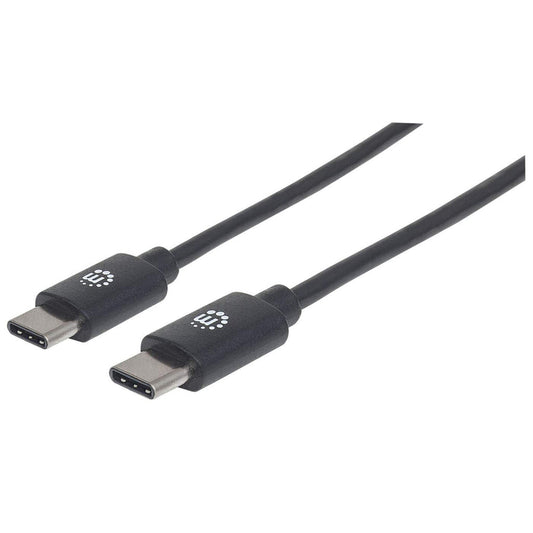 Manhattan USB-C to USB-C Cable, 1m, USB 2.0, 480 Mbps, 3A Fast Charging, Hi-Speed USB, Black, Lifetime Warranty, Equivalent to USB2CC1M