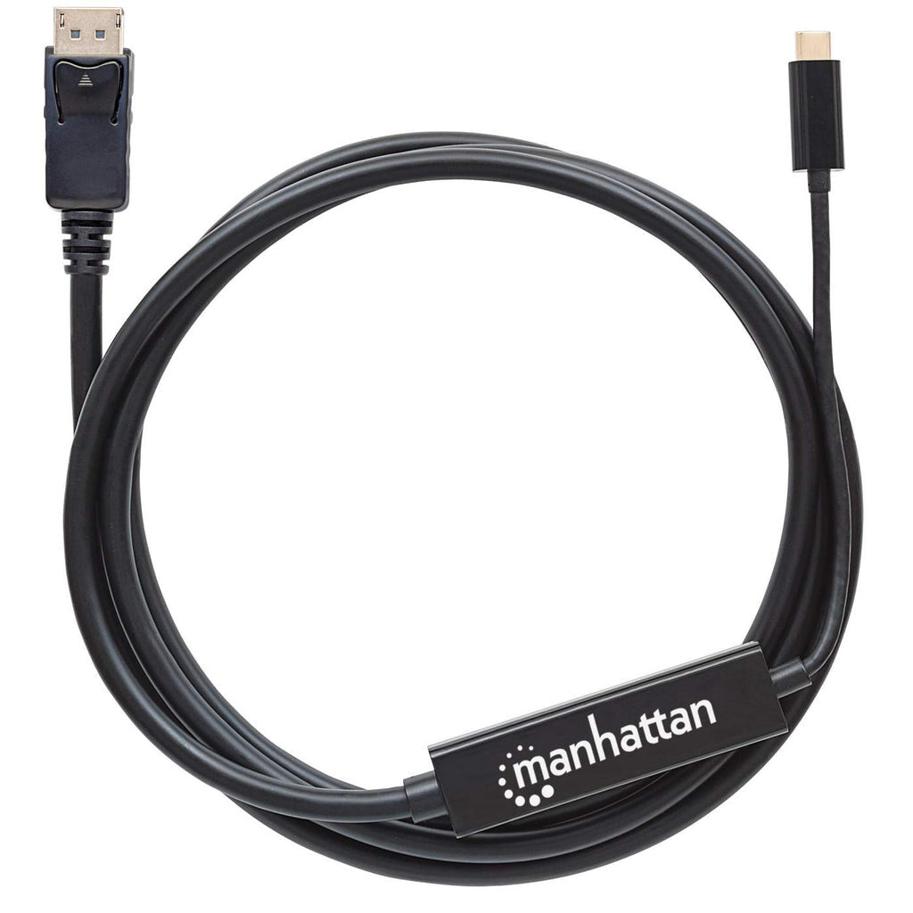 Manhattan USB-C to DisplayPort Cable, 4K@60Hz, 2m, Not Bi-Directional, Black, Three Year Warranty, Equivalent to CDP2DP2MBD