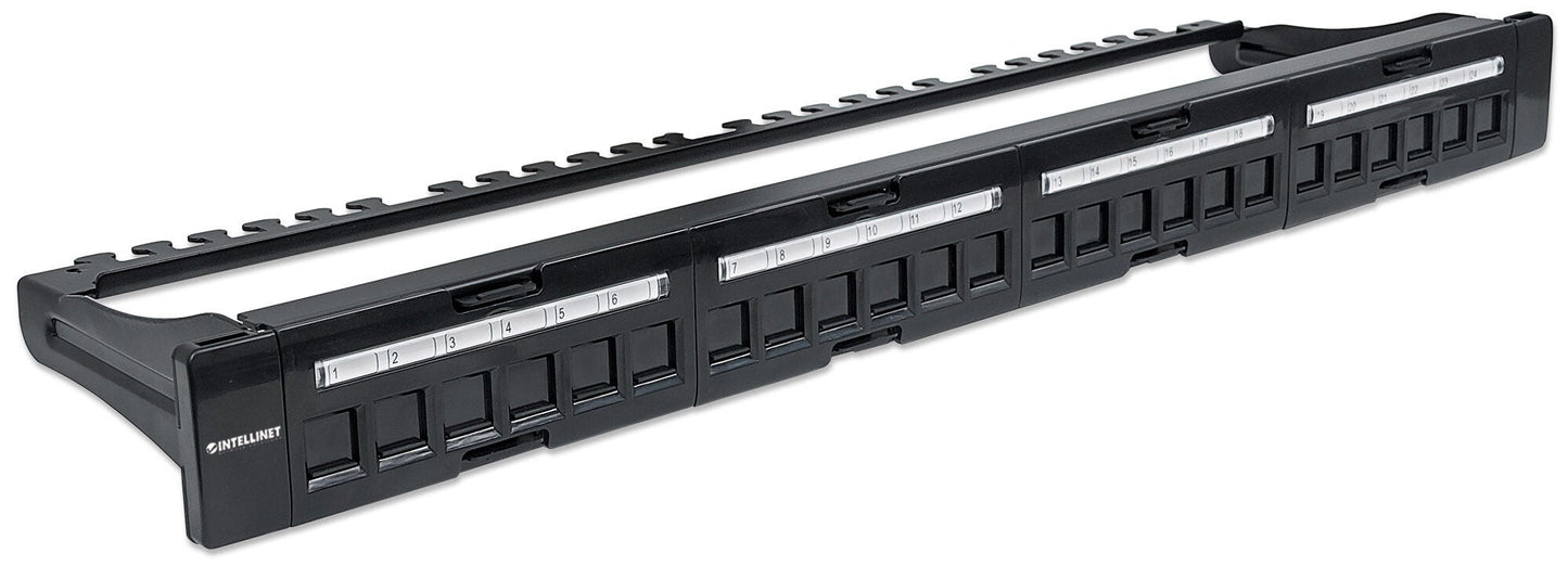 Intellinet Patch Panel, Blank, 1U, 24-Port, Black