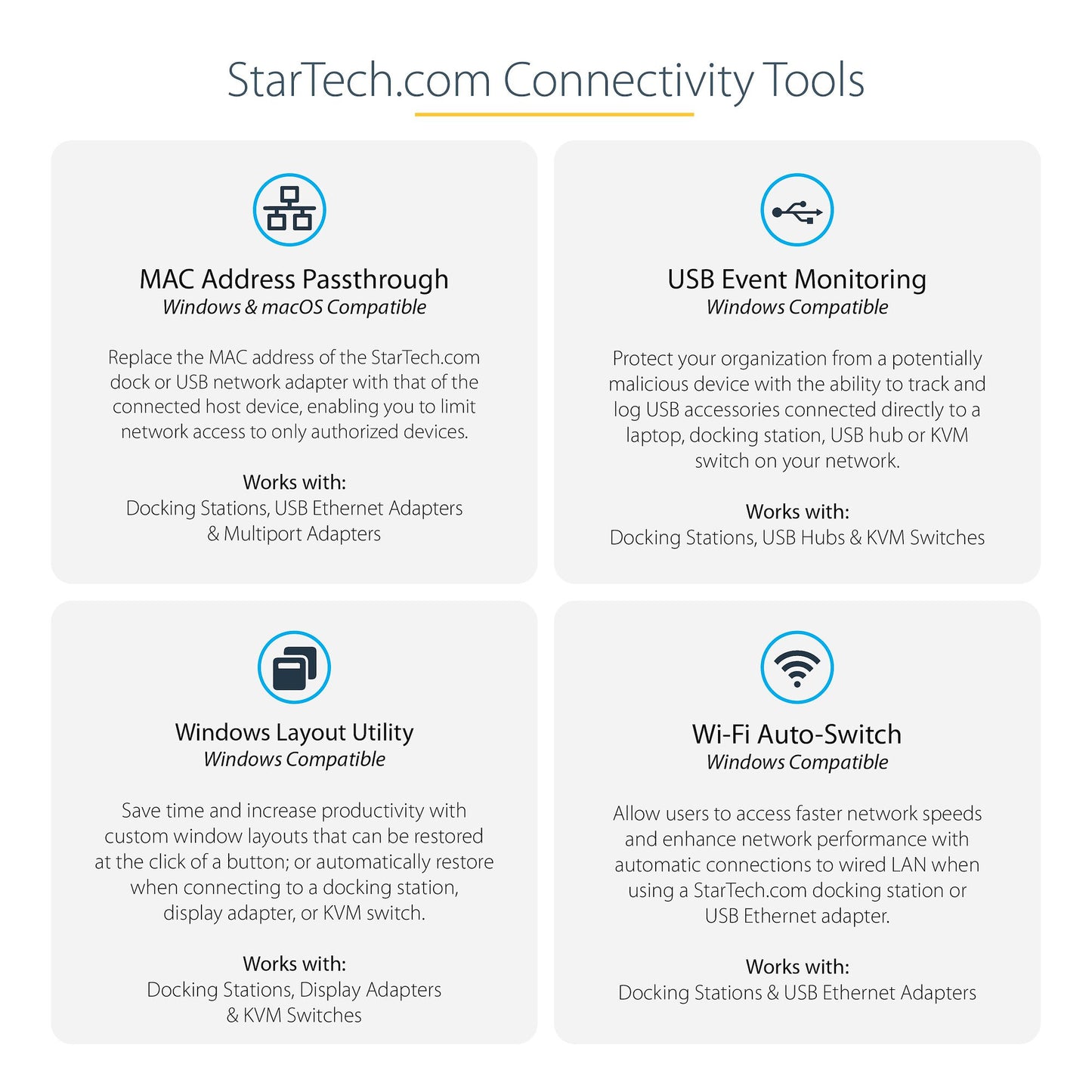 StarTech.com USB C Dock - 4K 60Hz Quad Monitor DisplayPort & HDMI - Universal USB-C Docking Station with 100W Power Delivery - USB Hub with 1x USB Type-C & 3x USB-A, Ethernet, Audio