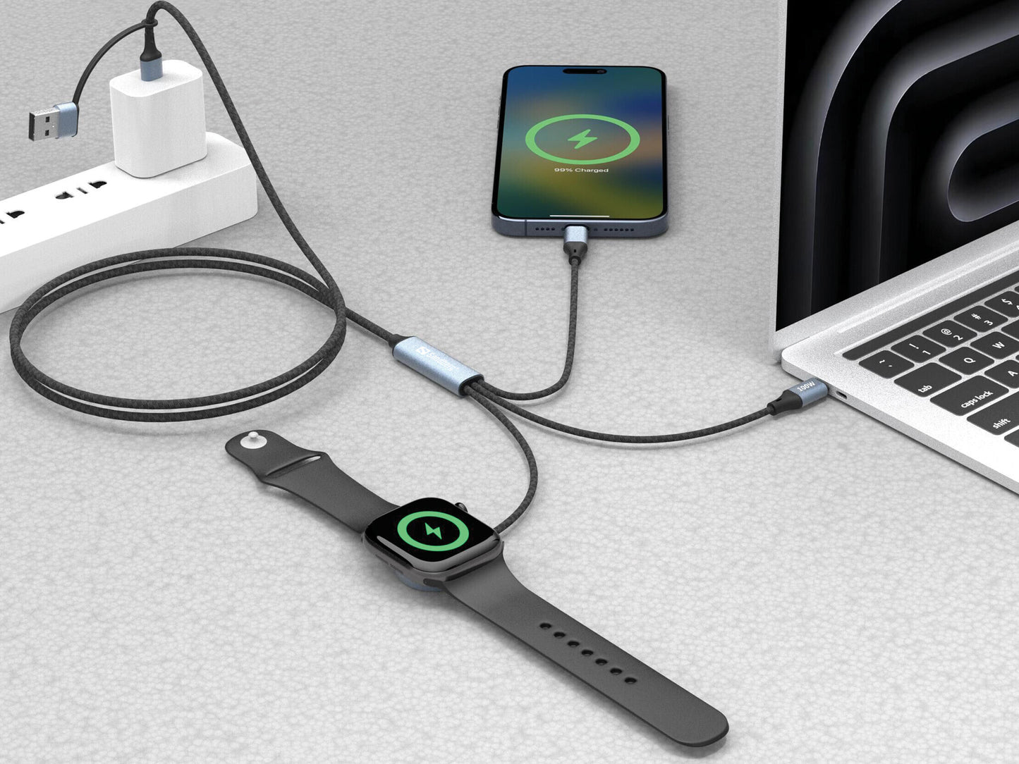 Sandberg 3in1 Travel Charge Cable 100W