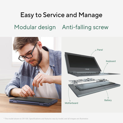 ASUS Chromebook CZ11 CZ1104CM2A-N00122 ARM Cortex 520 Laptop 29.5 cm (11.6") HD 8 GB LPDDR4x-SDRAM 64 GB eMMC Wi-Fi 6 (802.11ax) ChromeOS Grey