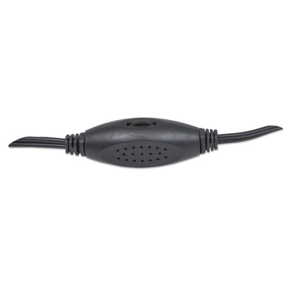 Manhattan 2600 Series Speaker System, Small Size, Big Sound, Two Speakers, Stereo, USB power, Output: 2x 3W, 3.5mm plug for sound, In-Line volume control, Cable 0.9m, Black, Three Year Warranty