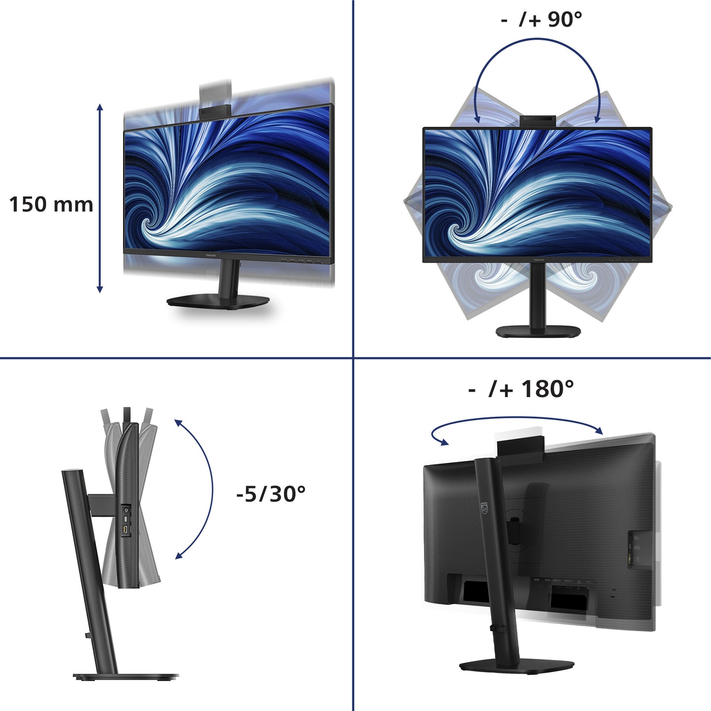 Philips 3000 series 24B2U3301H/00 computer monitor 60.5 cm (23.8") 1920 x 1080 pixels Full HD LCD Black