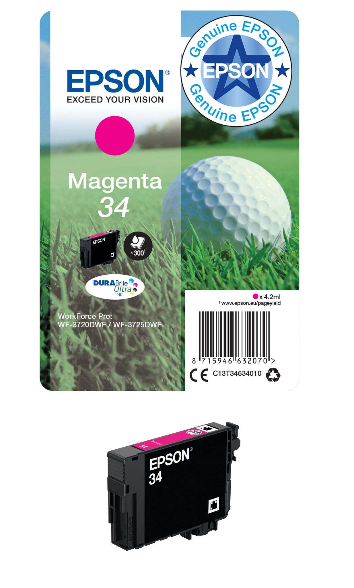 Epson Golf ball 34 DURABrite Ultra Single Magenta Ink