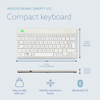 R-Go Tools Ergonomic keyboard R-Go Compact Break, compact keyboard with break software, QWERTY (IT), Bluetooth, white