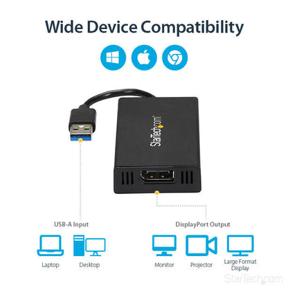 StarTech.com USB 3.0 to DisplayPort Adapter - DisplayLink Certified - 4K 30Hz