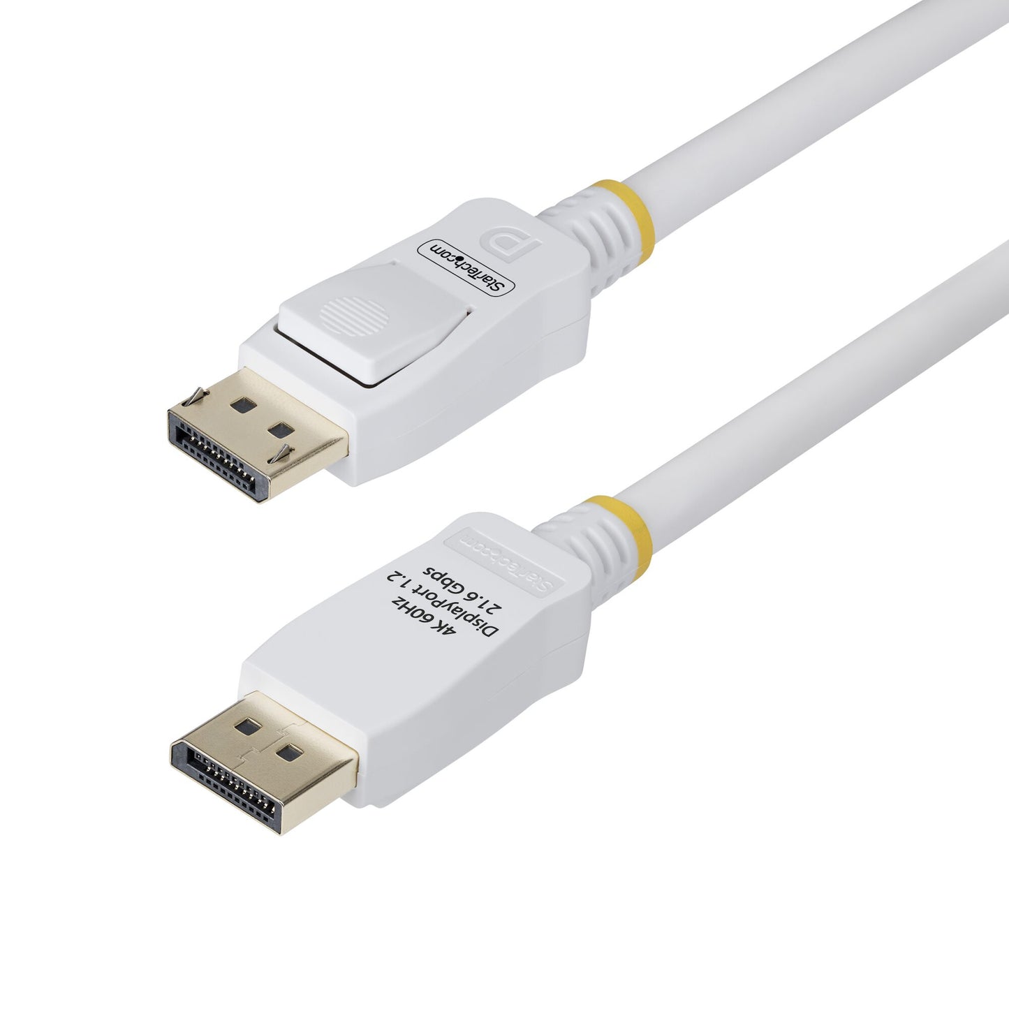 StarTech.com 6ft (1.8m) White VESA Certified DisplayPort 1.2 Cable, 4K 60Hz, 21.6Gbps, Latching DP Connectors, DP 1.2 DisplayPort Cable, DP Monitor Cord, M/M