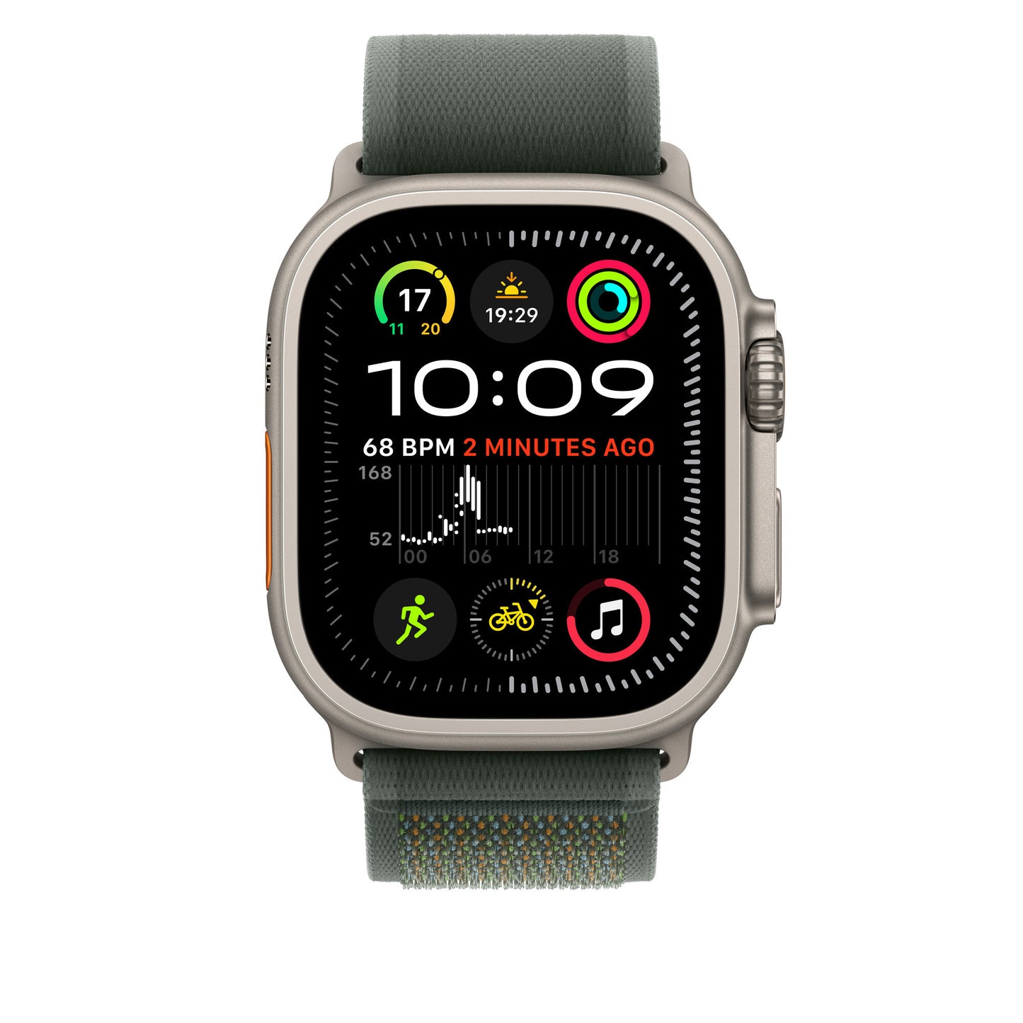 Apple 49mm Green Trail Loop - M/L - Natural Titanium Finish