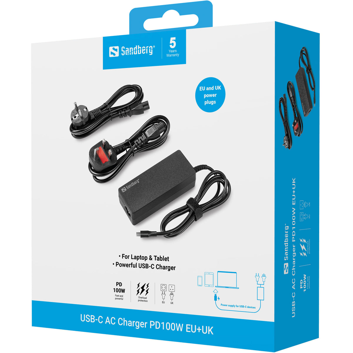 Sandberg USB-C AC Charger PD100W EU+UK
