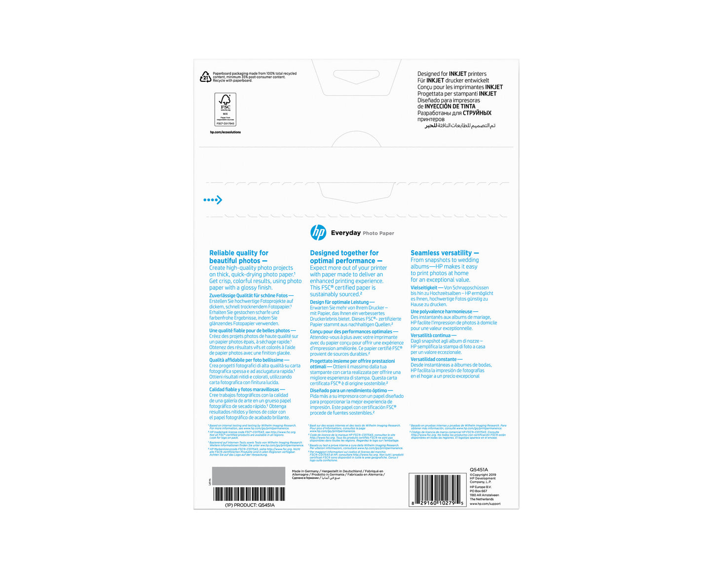 HP Everyday Photo Paper, Glossy, 200 g/m2, A4 (210 x 297 mm), 25 sheets