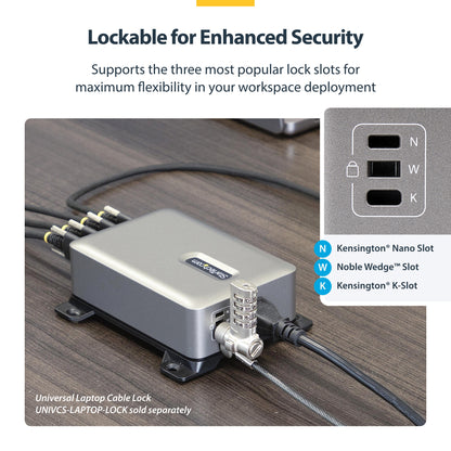 StarTech.com 4-Port Multi-Device USB-C Charger, 240W Total, Single Port 140W EPR, PD 3.1, Screw Locking Ports, Boardrooms, Bracket incl. for Surface Mounting