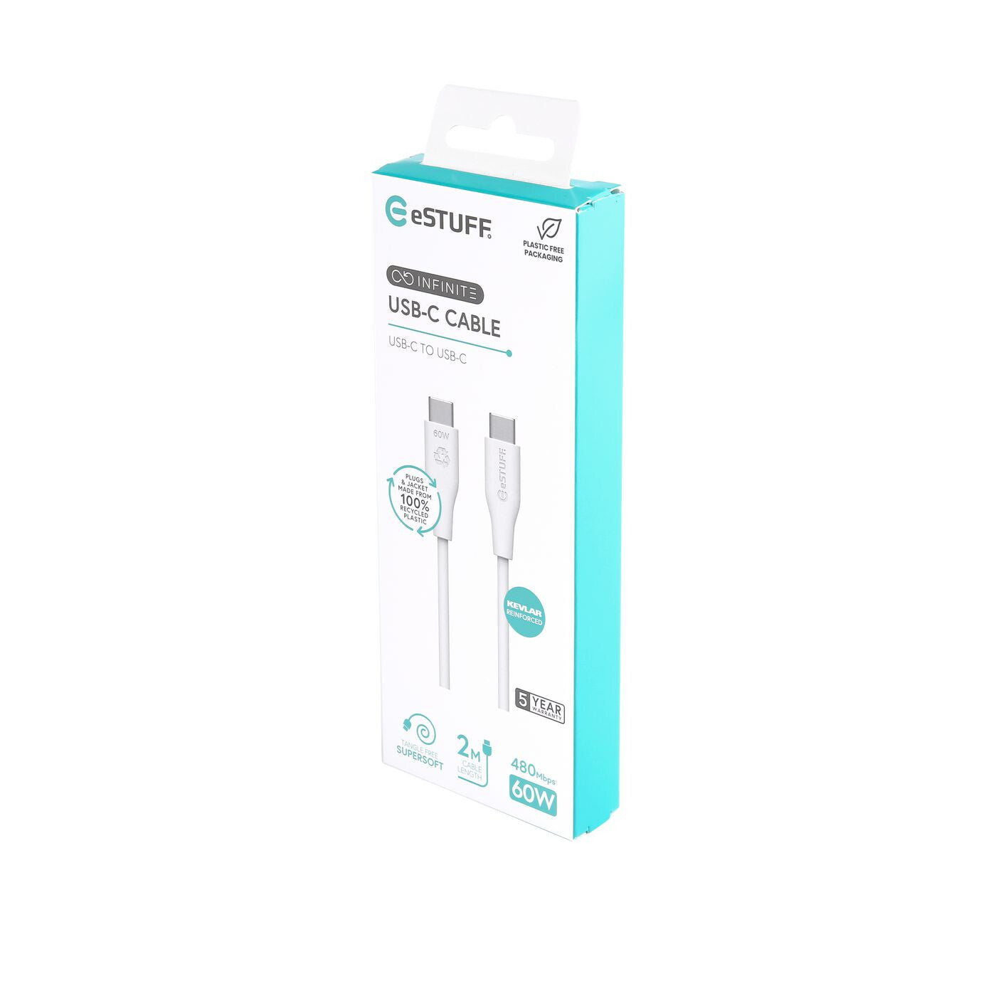eSTUFF ES604270 USB cable USB 2.0 2 m USB C 60 W White