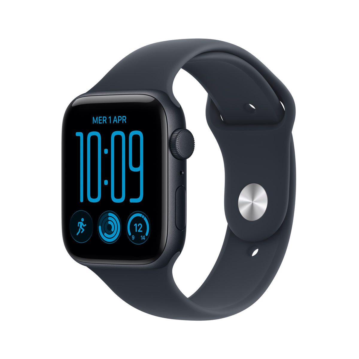 Apple Watch SE (3nd generation) SE 3 GPS 44mm Midnight Aluminium Case with Navy Blue Sport Band - M/L